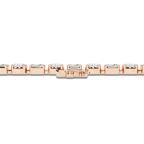 7 3/8 ctw Emerald and Oval Lab Grown Diamond Alternating Bracelet 7 Inches 18K Rose Gold, DE, VS1