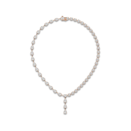 20 ctw Pear Lab Grown Diamond Lariat Necklace 14K Rose Gold, DE, VS1