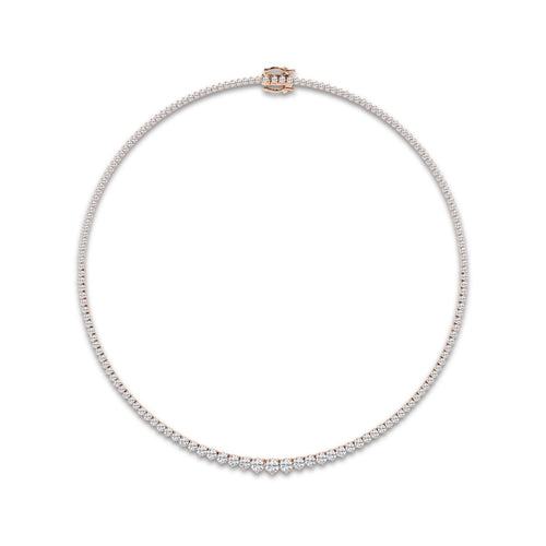 10 ctw Round Lab Grown Diamond Graduated Riviera Necklace 14K Rose Gold, DE, VS1