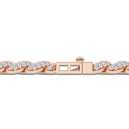 7 ctw Round Lab Grown Diamond Cuban Link Bracelet - 8 Inches 14K Rose Gold, DE, VS1