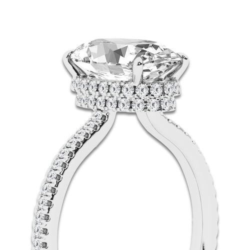 1 7/8 ctw Cushion Lab Grown Diamond Double Hidden Halo Engagement Ring Platinum, E, VS1 | 1 1/2 ct Center