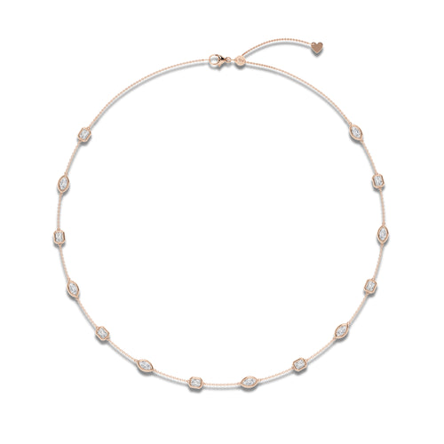 2 7/8 ctw Marquise and Emerald Lab Grown Diamond Station Necklace 14K Rose Gold, DE, VS1