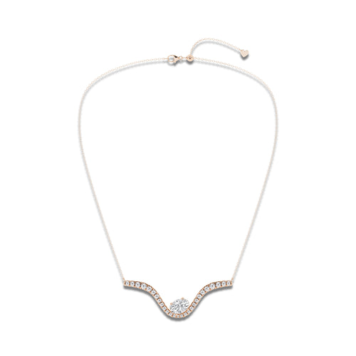 3 1/2 ctw Oval Lab Grown Diamond Curve Pendant 14K Rose Gold, E, VS1 | IGI Certified, 2 ct Center