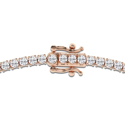 10 ctw Round Lab Grown Diamond Four-Prong Tennis Necklace 14K Rose Gold, DE, VS1
