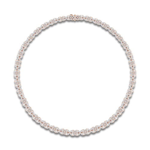 13 1/3 ctw Emerald Lab Grown Diamond Alternating Tennis Necklace 14K Rose Gold, DE, VS1