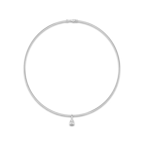 2 ctw Pear Lab Grown Diamond Solitaire Pendant with Omega Chain 14K White Gold, E, VS1 | IGI Certified, 2 ct Center