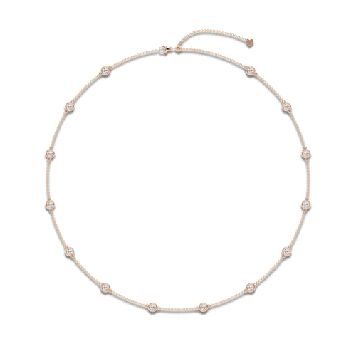 2 ctw Round Lab Grown Diamond Station Necklace 14K Rose Gold, DE, VS1