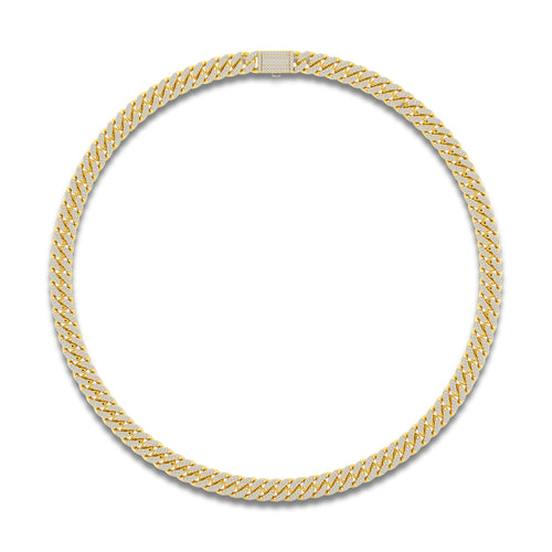 7 ctw Round Lab Grown Diamond Cuban Link Necklace 14K Yellow Gold, DE, VS1