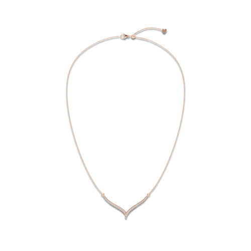 1/6 ctw Round Lab Grown Diamond Petite Chevron Necklace 14K Rose Gold, DE, VS1