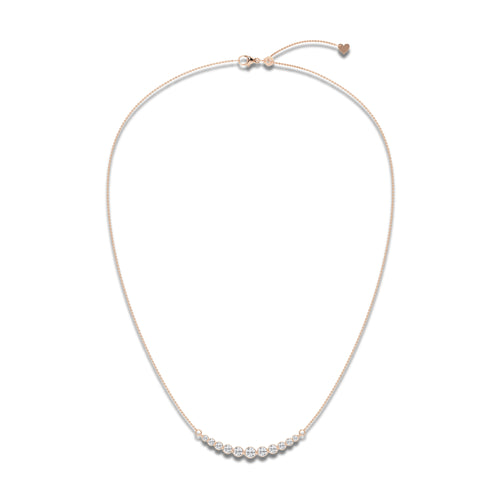 1 ctw Round Lab Grown Diamond Curved Center Necklace 14K Rose Gold, DE, VS1