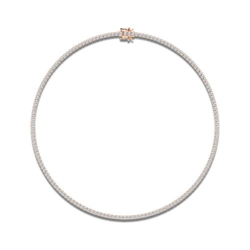 10 ctw Round Lab Grown Diamond Four-Prong Tennis Necklace 14K Rose Gold, DE, VS1