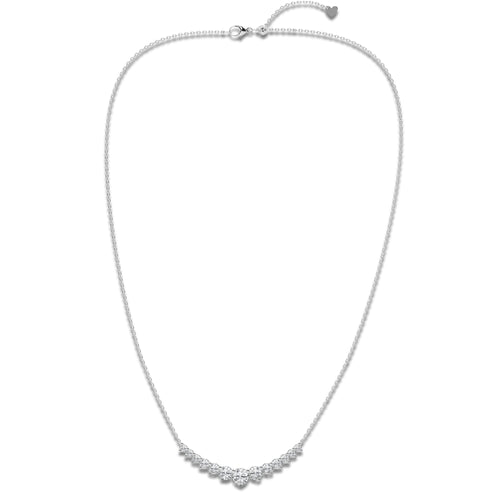 1 1/2 ctw Round Lab Grown Diamond Thirteen Stone Demi Eternity Necklace 14K White Gold, E, VS1 | 2/5 ct Center