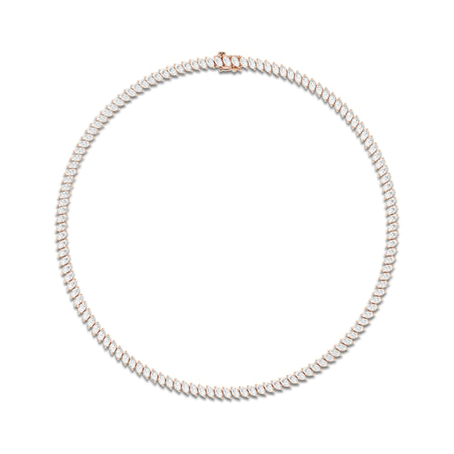 10 ctw Marquise Lab Grown Diamond Marquise Tennis Necklace 14K Rose Gold, DE, VS1