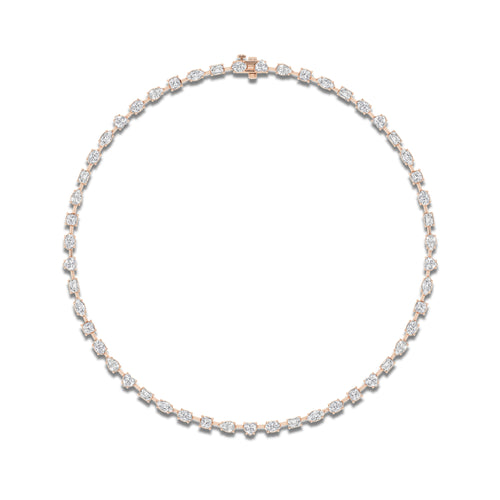 15 ctw Multi-Shape Lab Grown Diamond Tennis Necklace 14K Rose Gold, DE, VS1