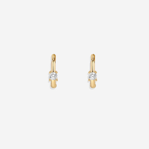 Dainty Single Stone Huggie Hoops