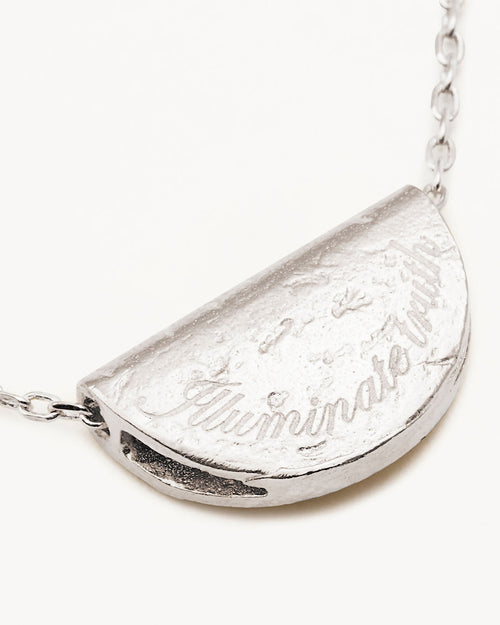 White Gold Vermeil Lotus Birthstone Necklace - November - Citrine