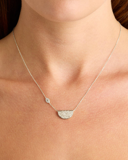 White Gold Vermeil Eye of Peace Lotus Necklace