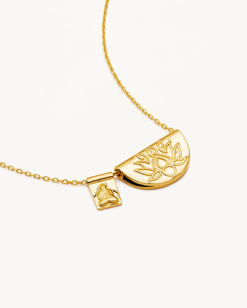 Yellow Gold Vermeil Lotus and Little Buddha Necklace