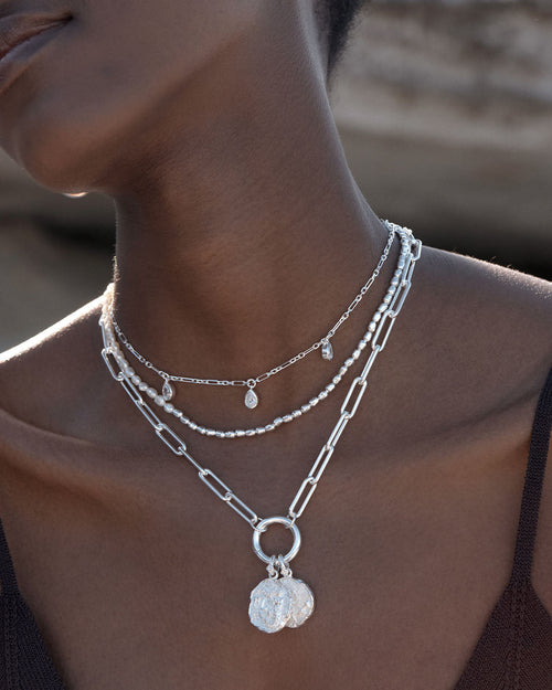 White Gold Vermeil 18" With Love Annex Link Necklace