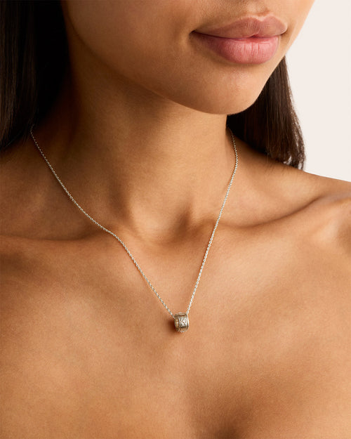 White Gold Vermeil I Am Loved Spinning Meditation Necklace