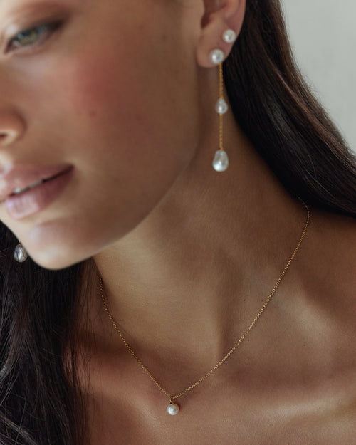 Yellow Gold Vermeil Floating On Air Pearl Necklace