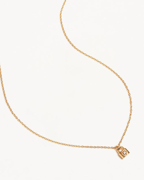Yellow Gold Vermeil Crystal Lotus Padlock Necklace