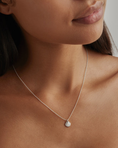 White Gold Vermeil By the Shore Shell Necklace