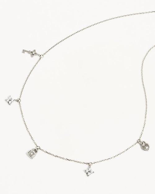 White Gold Vermeil Love Unlocked Charm Choker