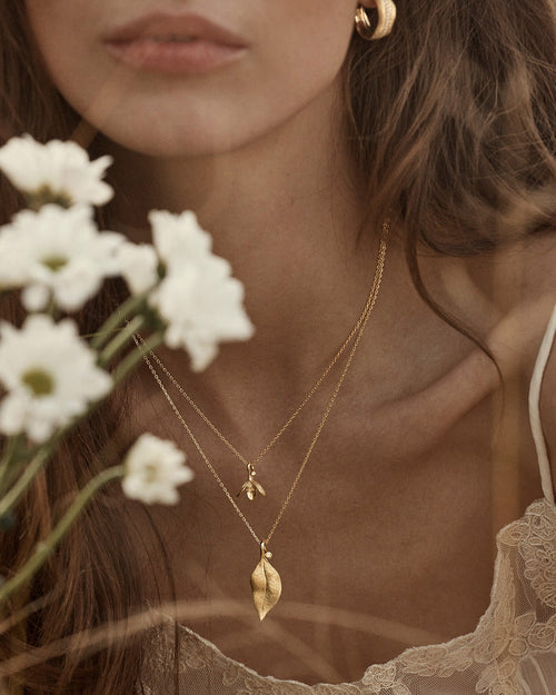 Yellow Gold Vermeil Snowdrop January Birth Flower Necklace