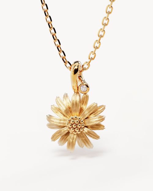Yellow Gold Vermeil Daisy April Birth Flower Necklace