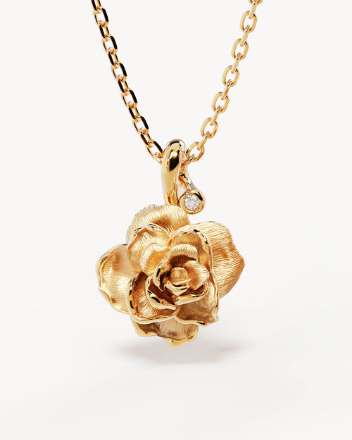 Yellow Gold Vermeil Rose June Birth Flower Necklace