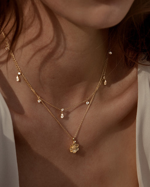 Yellow Gold Vermeil Poppy August Birth Flower Necklace