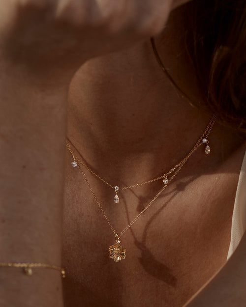 Yellow Gold Vermeil Poppy August Birth Flower Necklace