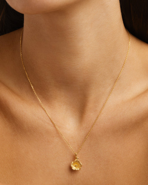Yellow Gold Vermeil Morning Glory September Birth Flower Necklace