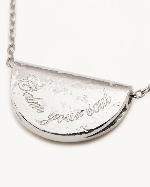 White Gold Vermeil Lotus Birthstone Necklace - March - Aquamarine