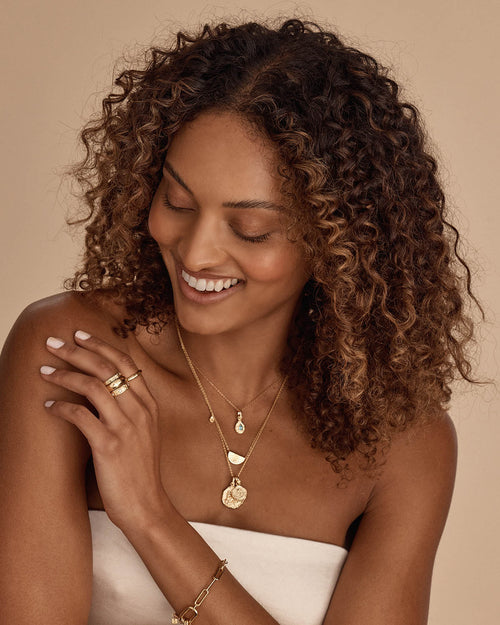 Yellow Gold Vermeil With Love Birthstone Annex Link Pendant - December