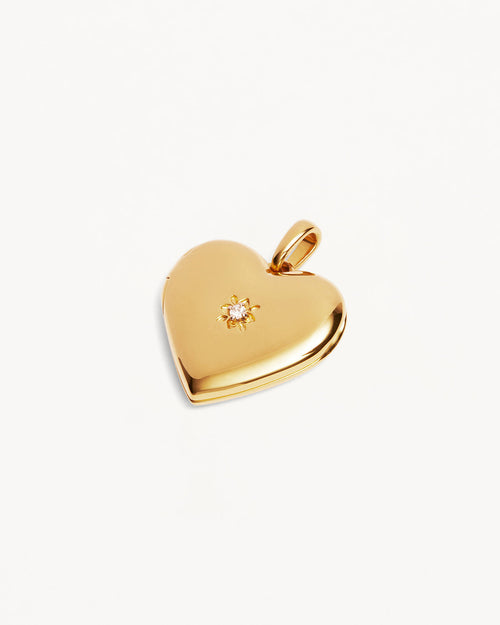 Yellow Gold Vermeil Large Heart Lotus Locket Pendant