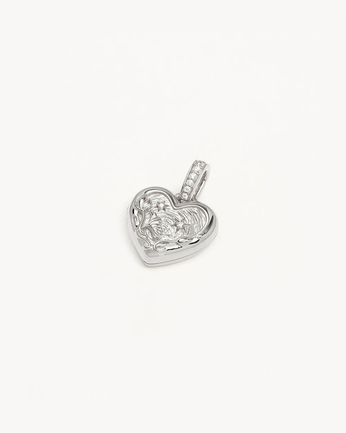 White Gold Vermeil Blooming Together Small Heart Locket Pendant