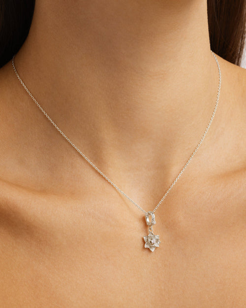 White Gold Vermeil Bloom Within Lotus Pendant