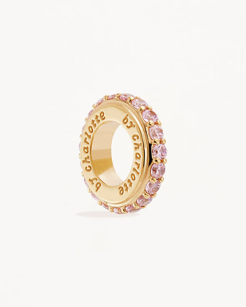 Yellow Gold Vermeil Pink Crystal Halo Petal Charm