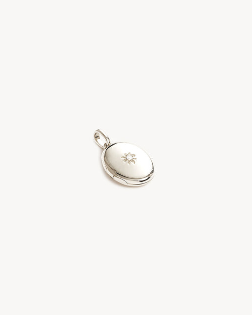 White Gold Vermeil Rounded Lotus Locket Pendant
