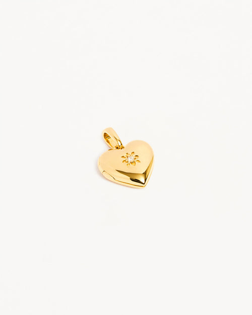 Yellow Gold Vermeil Heart Lotus Locket Pendant