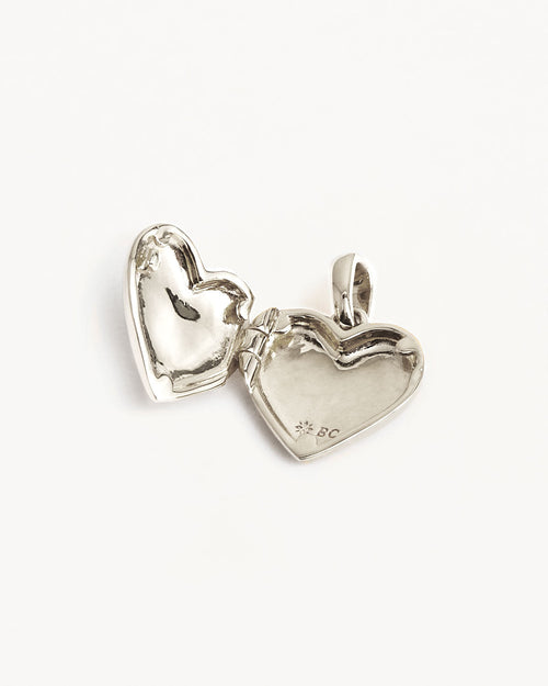 White Gold Vermeil Heart Lotus Locket Pendant