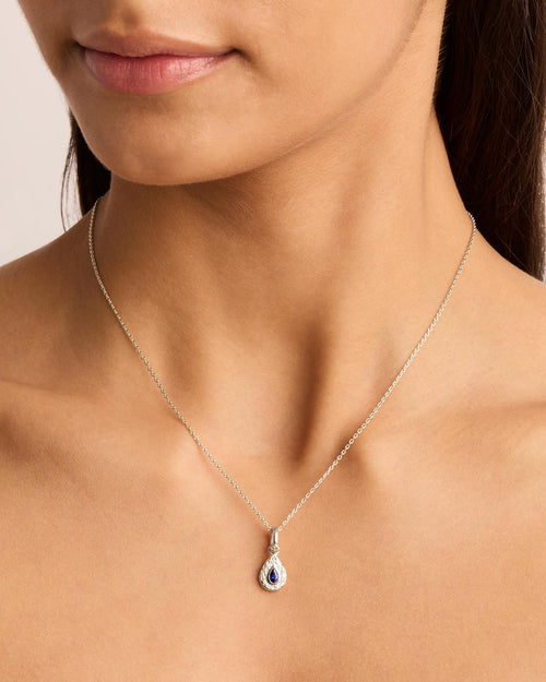 White Gold Vermeil With Love Birthstone Annex Link Pendant - September