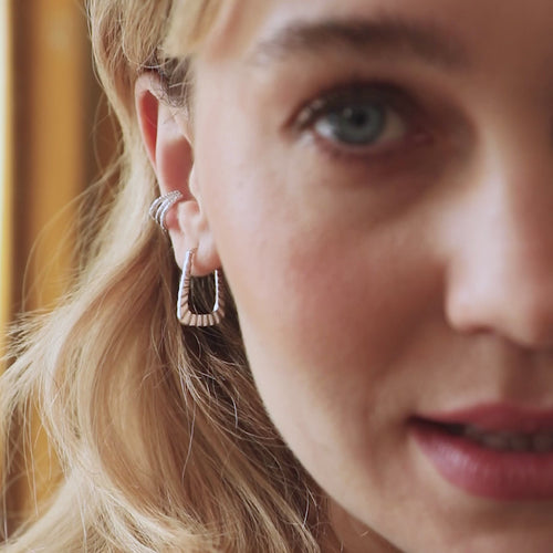 Maxi Recycled Silver Ridged Hoop Earrings