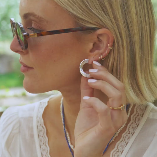 Chunky Tidal Hoop Earrings in Sterling Silver