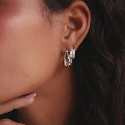 Recycled Silver Organic Creole Hoop Earrings