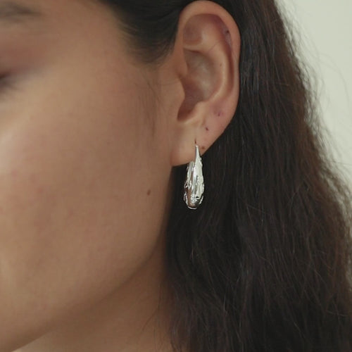 Recycled Silver Lucky Horseshoe Hoop Earrings