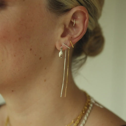 Recycled Silver T Bar Box Chain Earrings