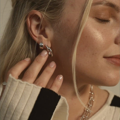 Recycled Silver Midi Dome Hoop Earrings